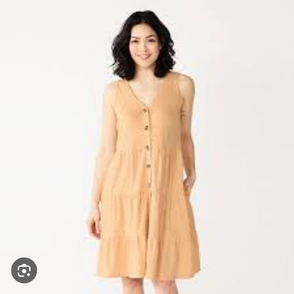 Universal Thread Orange Pink Buttoned Maxi Sundre… - image 1